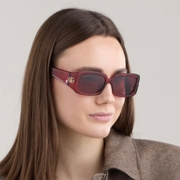 NEW GG1403SK 003 GUCCI RED BROWN SQUARE WOMEN GUCCI SUNGLASSES - Picture 1 of 12
